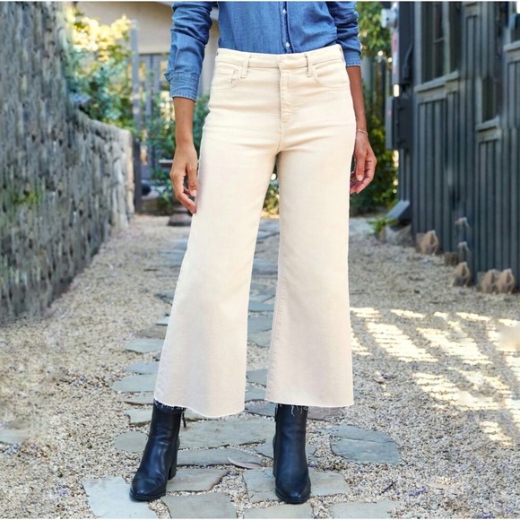 Frank & Eileen Galway Wide Leg Crop Jeans in Almond Size 28